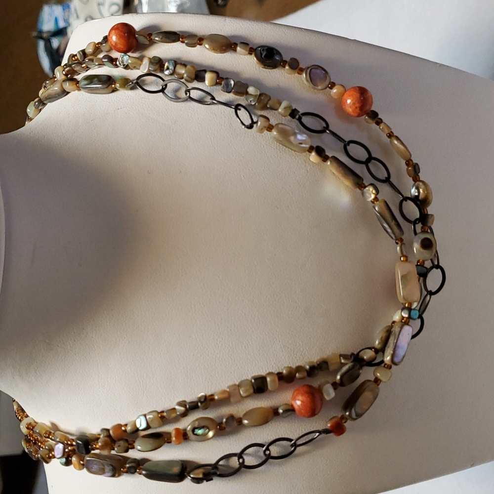 Silpada sterling shell and coral necklace